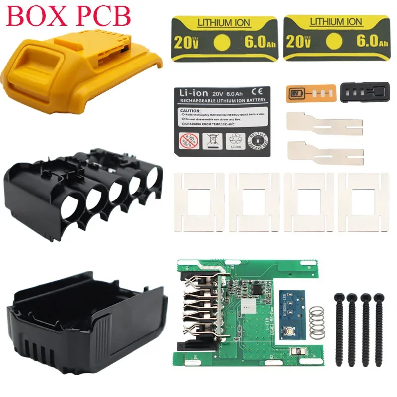 DCB200 Li-ion Battery 10*18650 Plastic Case Charging Protection Circuit Board Box Housing For DeWalt 18V 20V Lithium Ion Battery