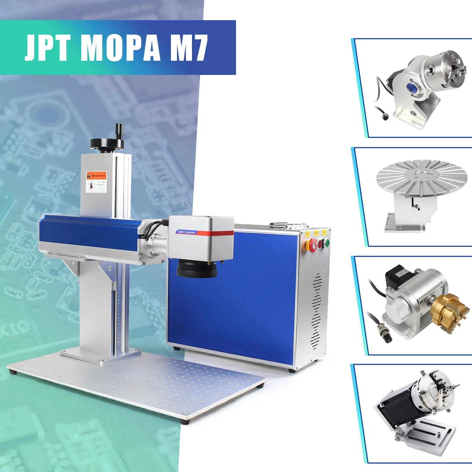 JPT MOPA M7 máquina de grabado de marcado de Metal láser de fibra dividida de escritorio rotativa opcional JPT 20W 30W 60W 80W 100W para logotipo de Metal