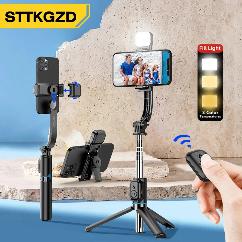 STTKGZD Portable Selfie Stick With Fill Light Detachable Mini Phone Holder Wireless Bluetooth For Live Broadcast Huawei TikTok