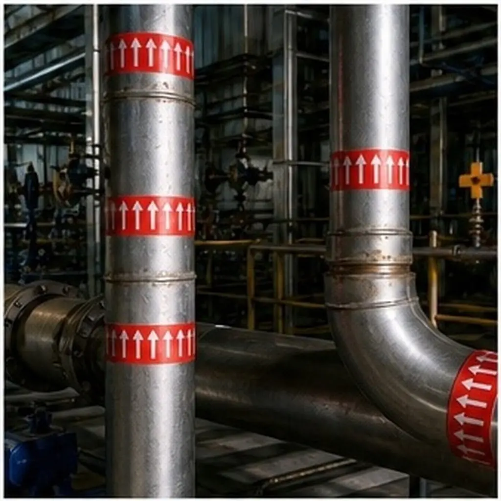 1 Roll Pipe Indication Sticker Ps Reflective Arrow Direction Indicator Adhesive Arrow Marking Sticker Industrial Safety