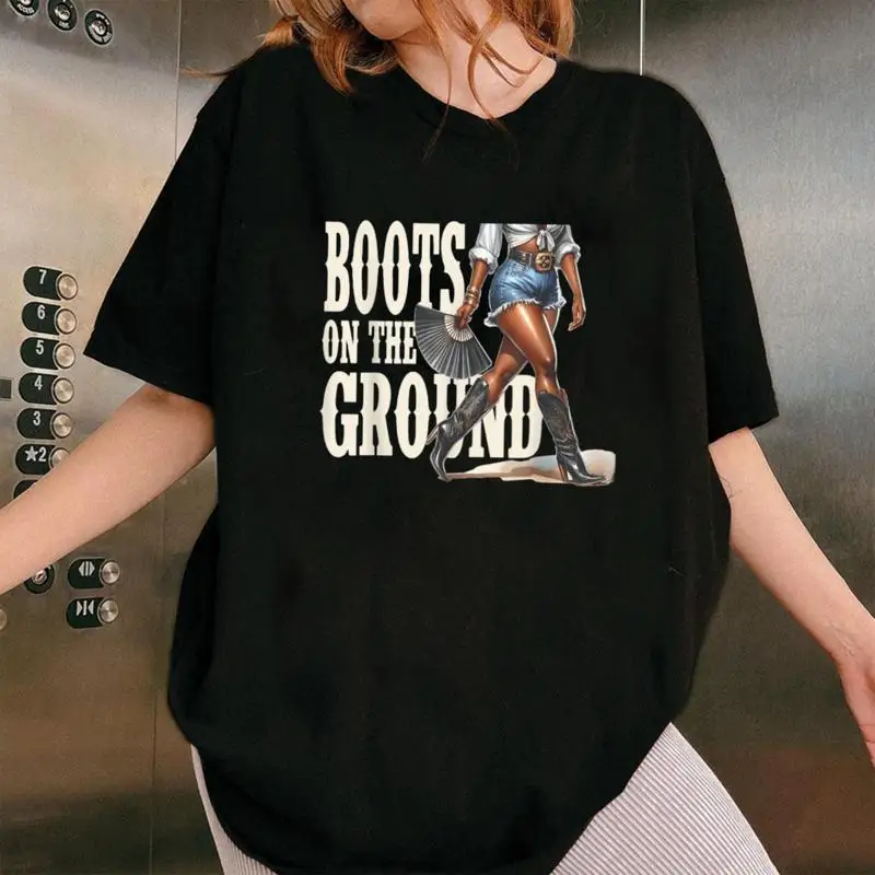 

Сапоги на земле, черная ковбойская меланин, женская футболка, ковбойская футболка в стиле вестерн, кантри, музыкальная линия, танцы, королева родео