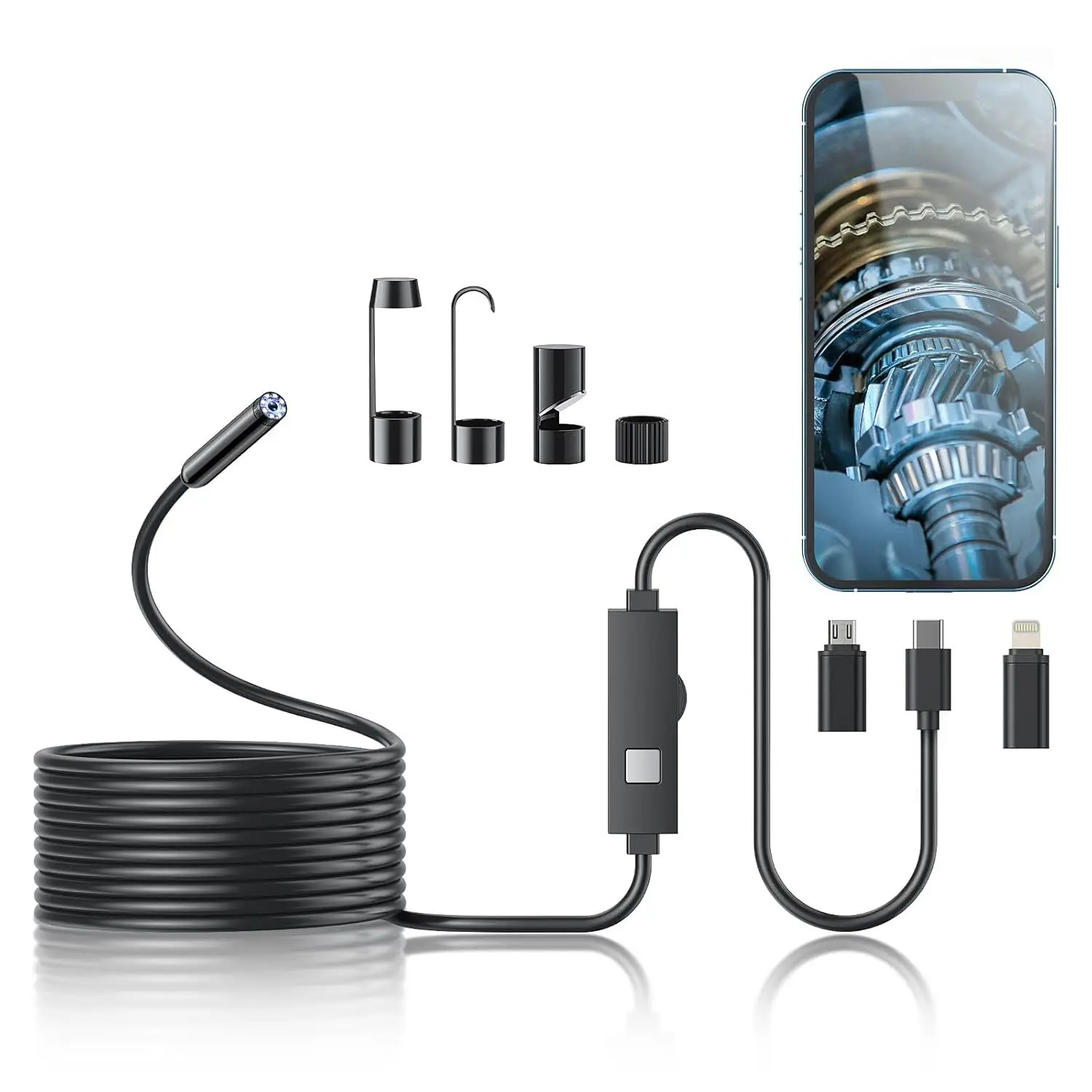 

Industrial inspection camera single/dual lens endoscope camera iPhone iPad IOS&Android Type-C LED light IP67 endoscope