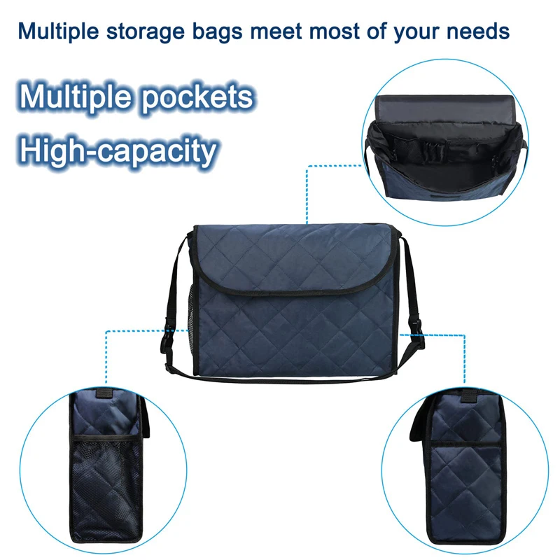 حقيبة ظهر للكرسي المتحرك، منظم تخزين سكوتر التنقل لكبار السن، حقيبة تخزين بحطام جانبي، جيب محمول