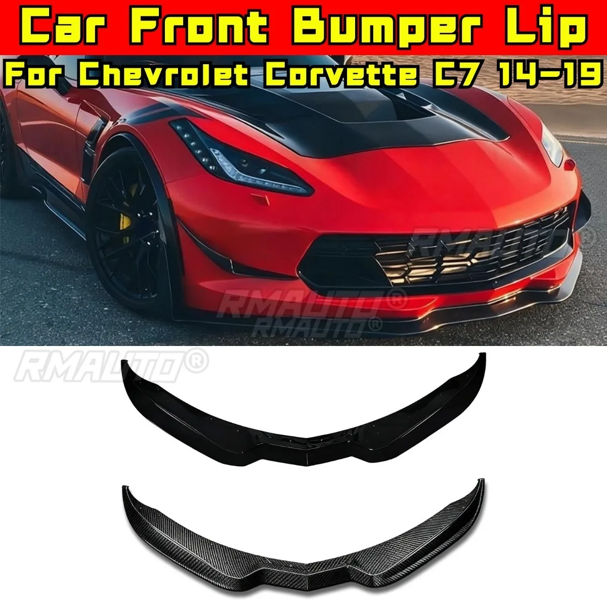 For Chevrolet Corvette C7 2014-2019 Car Front Bumper Spoiler Lip Diffuser Modification Part Bumper Guard Cover Car Accessories