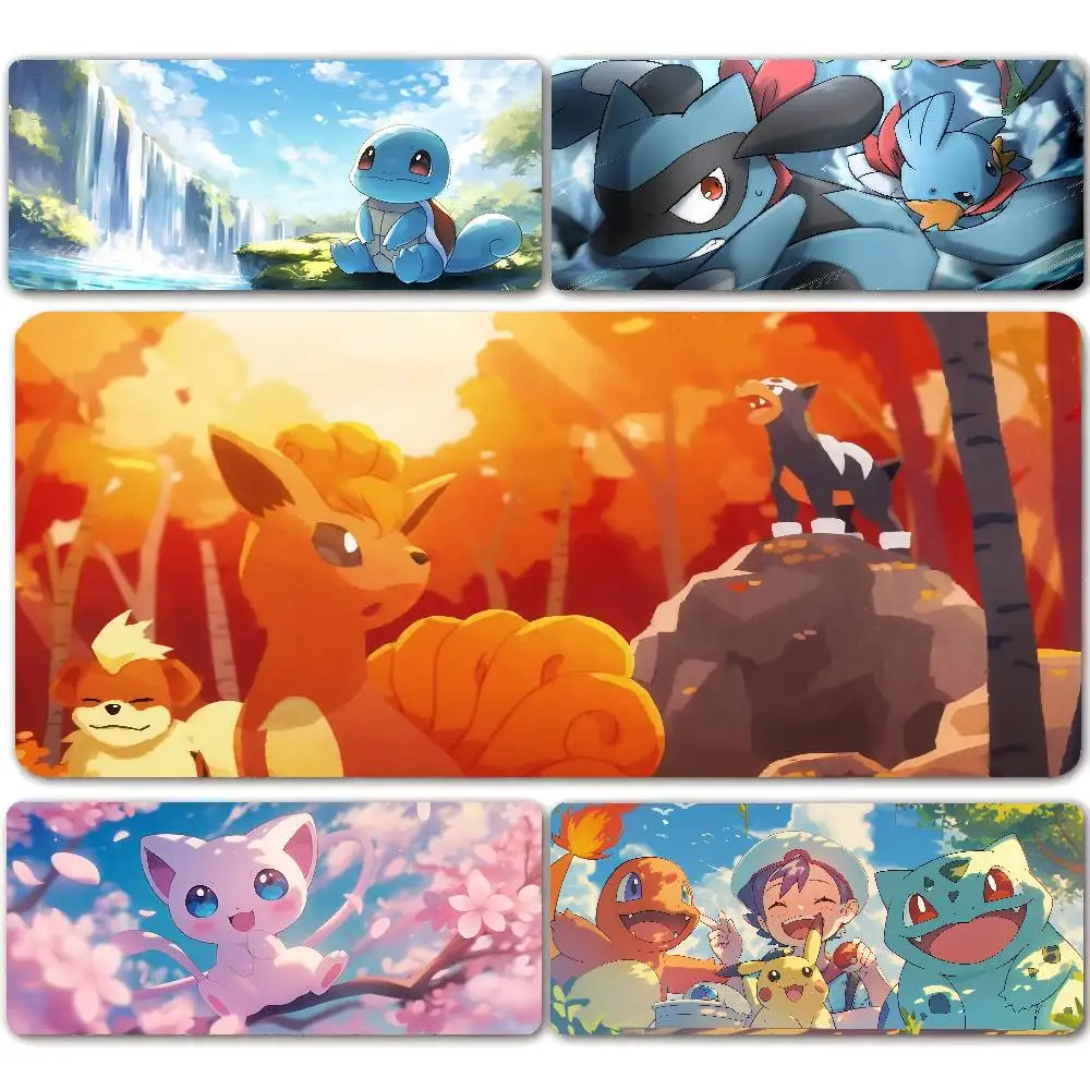 Pokemon Sylveon Gaming Mouse Pad Large Desk Mat 2MM Stitched Edge Keyboard Pad Non Slip Rubber Base Office Table Mat