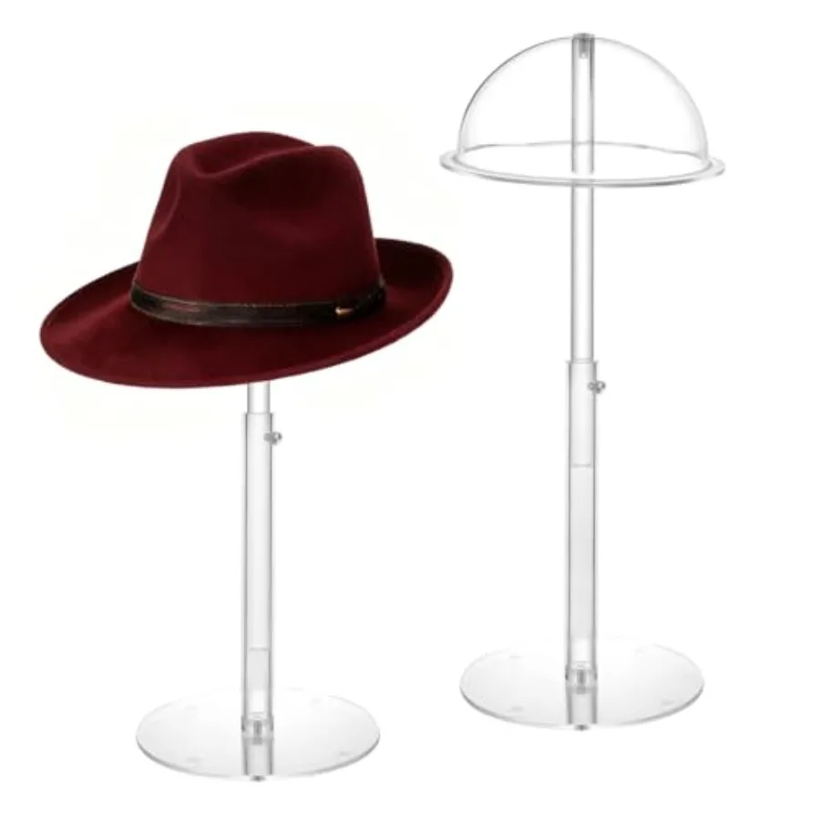 

Акриловые подставки для шляп, 2 упаковки, 8-16 дюймов, регулируемая по высоте подставка для бейсбольных кепок, прозрачные ковбойские шляпы, демонстрационная подставка для париков, шапочка