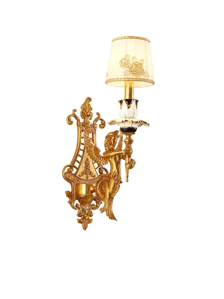 

High-end all-copper living room wall lamp European living room bedroom corridor background wall decoration retro creative wall
