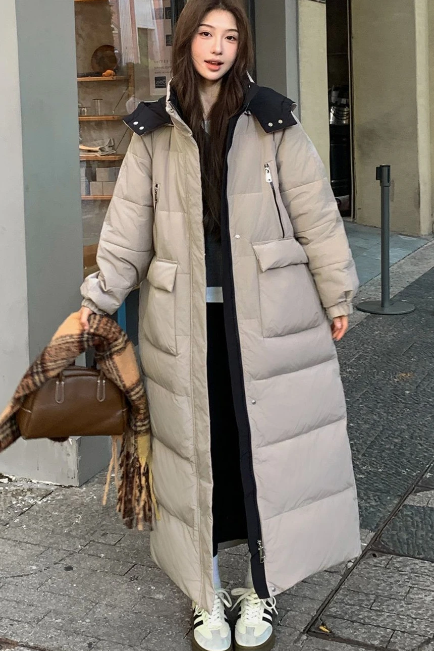 

Winter Fashion Women's Down Cotton Jacket Hooded Commuting Oversized Long Parkas Cotton Jacket