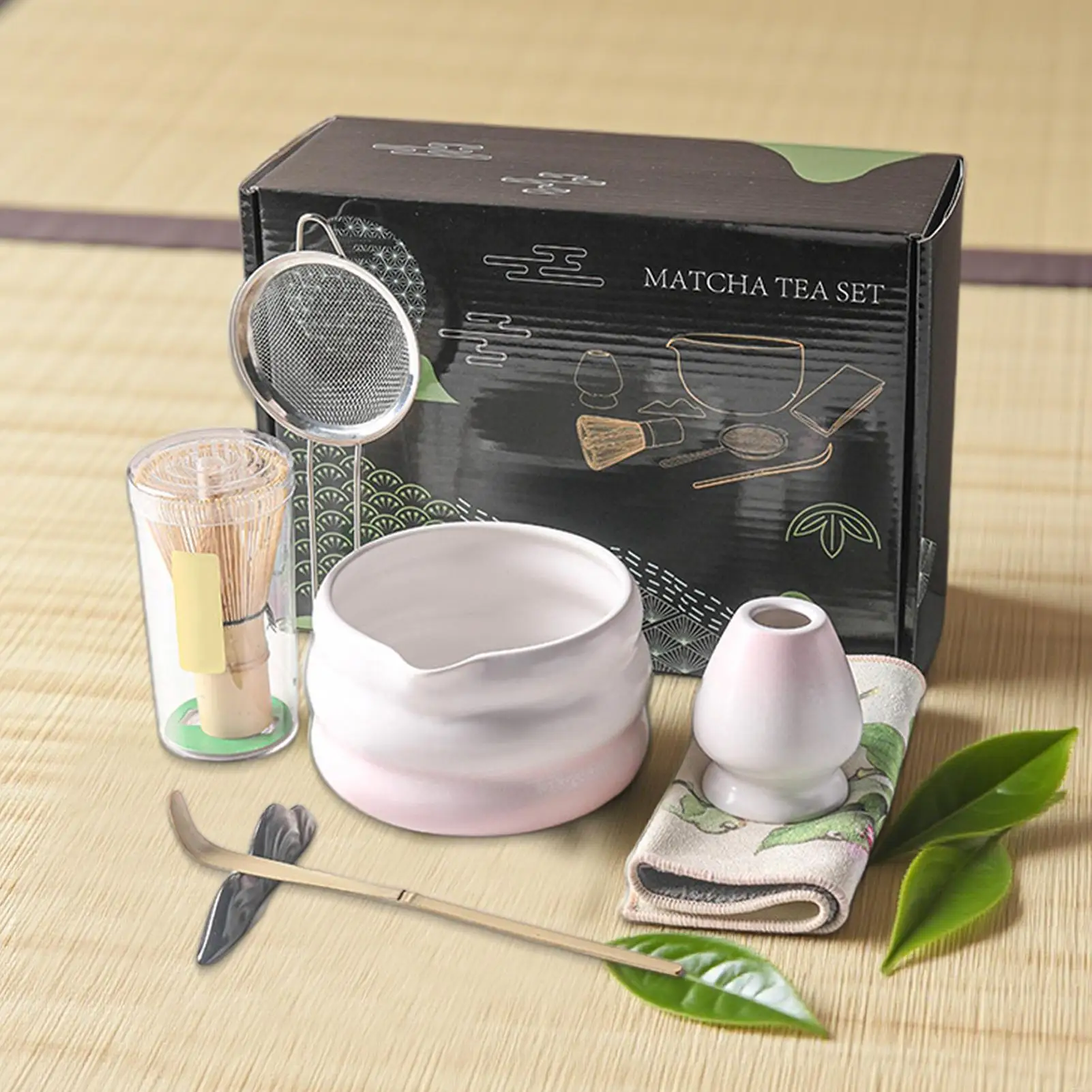 

Matcha Whisk Set 7Pcs/set Kitchen Whisk And Bowl Set Japanese Tea Kit With Strainer Spoon Holder Scoop For Tea Lovers
