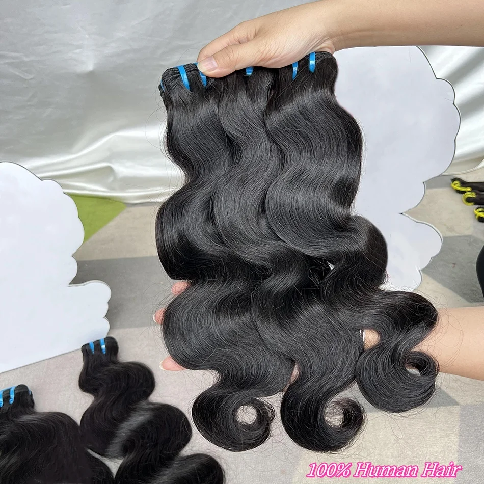 

12A Body Wave Human Hair Bundles Extensions Weave #1B Natural Color Full 30inch Raw Virgin Hair Can Dye For #613 Color For Women