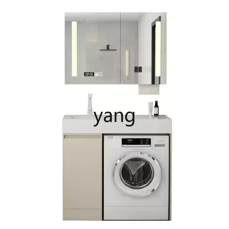 

LH drum washing machine cabinet rock slab integrated washing table hand sink floor dedicated
