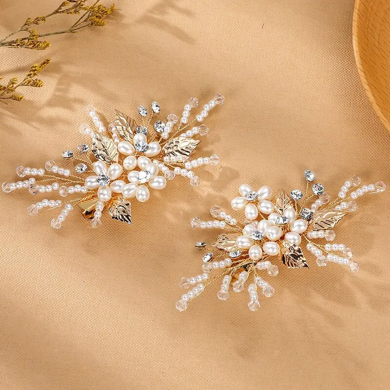 

Заколка для волос золотого цвета с жемчугом и бисером, свадебный головной убор, аксессуары для волос, роскошные заколки для женщин