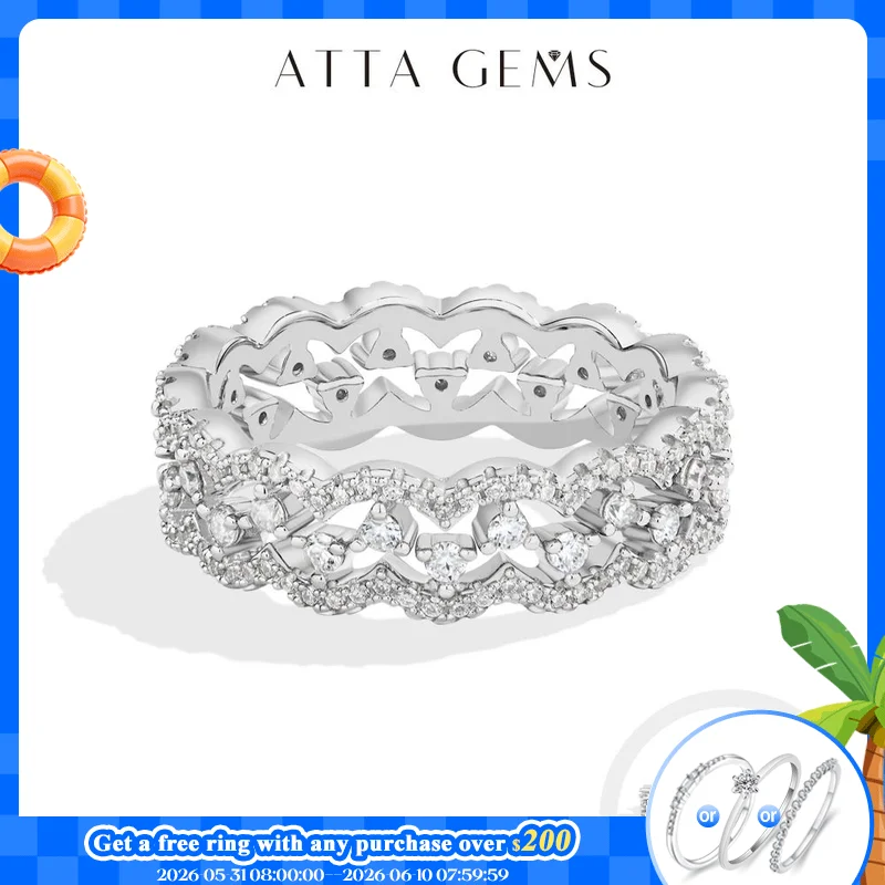 

ATTAGEMS 2026 New Moissanite Lace Ring Light Luxury Silver 925 Stackable Rings for Women High Quality Wedding Party Jewelry Gift