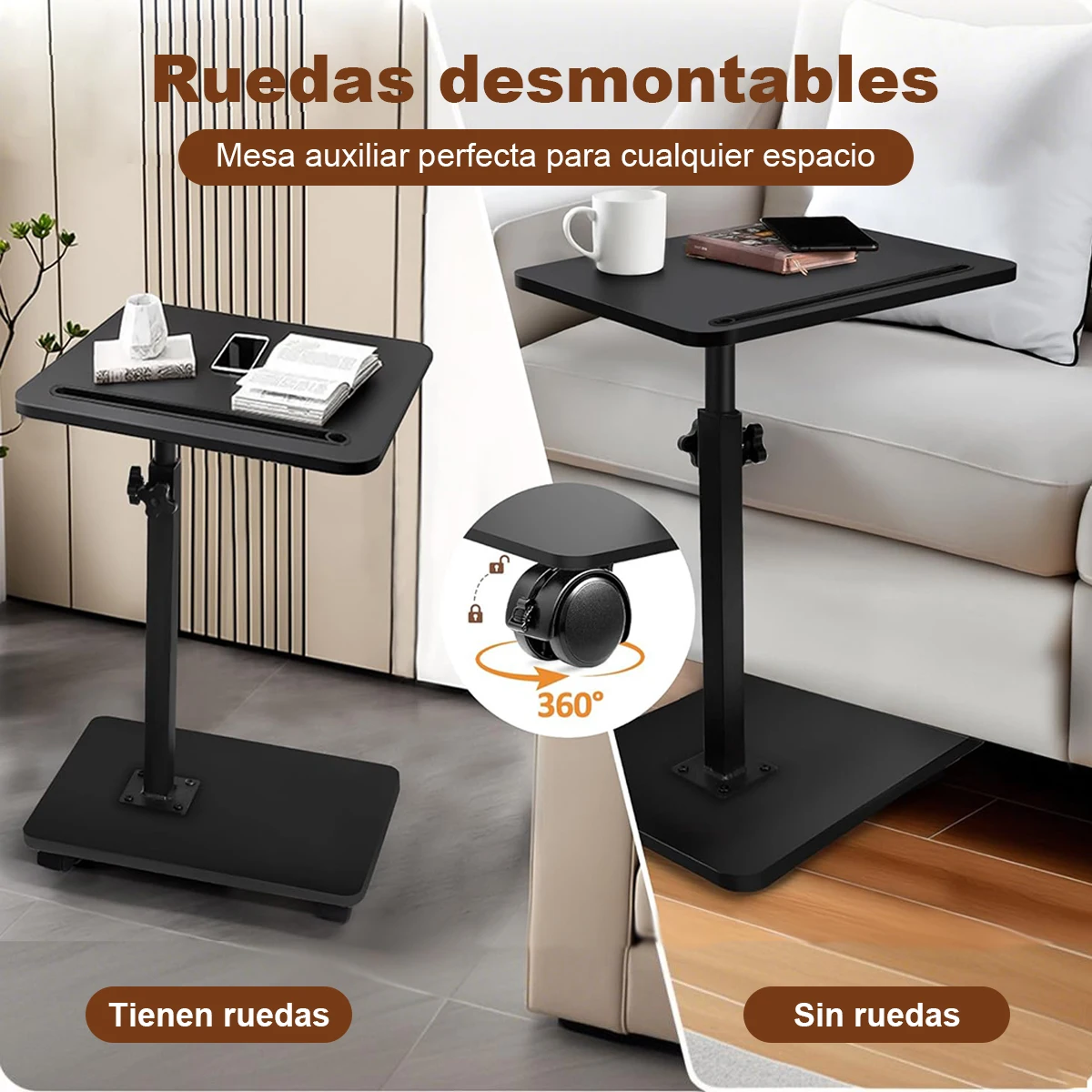 

Mobile Lifting Coffee Table 360 Rotating Foldable Desktop Bedroom Living Room Sofa Side Table C-Shaped Simple Storage Desk