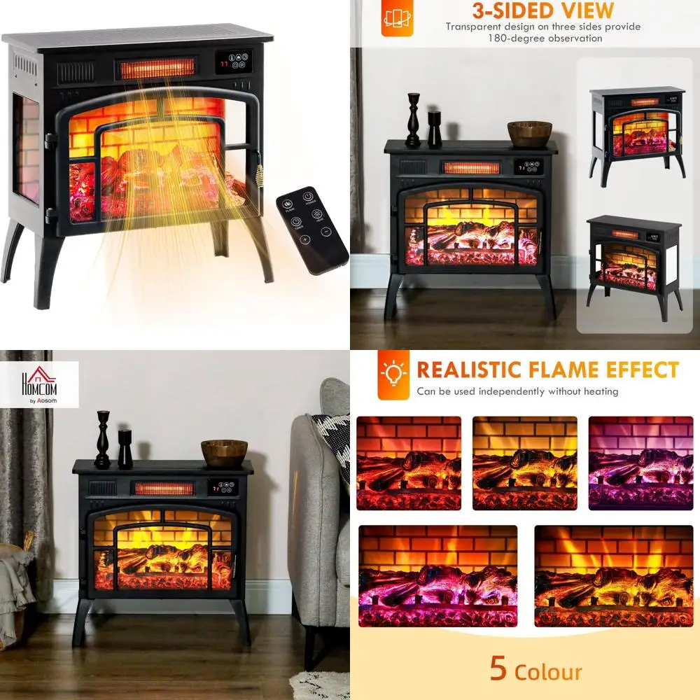 

Portable Infrared Fireplace Heater with 22 Realistic Flame, Overheating Protection, Freestanding for Home Use