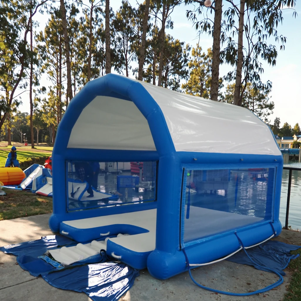 Luxurious Canopy Lake Floating Party Platform Float Airtight Deck Commercial Inflatable Water Floating Tent