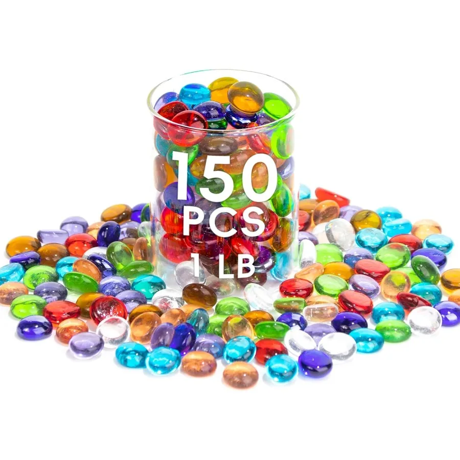 

1 Mix Color Glass Beads Mini Flat Glass Marbles~150PCS for Vase Fillers Floral Bottom Maala Gems Pebbles Fish Tank Rocks for T