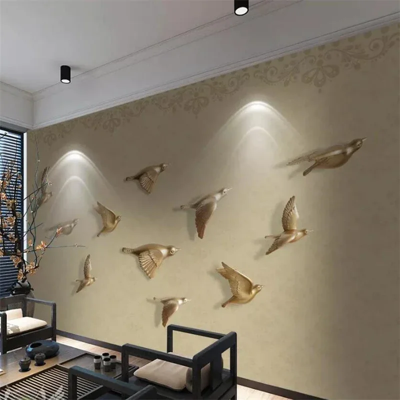 

Custom wallpaper 3d large mural new Chinese flying bird background painting Nordic abstract bird mural television papel de pared