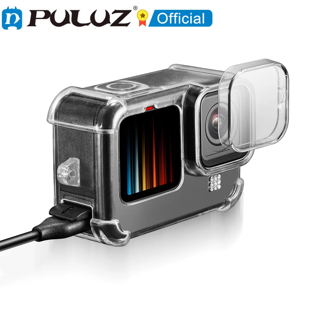 PULUZ Clear TPU Case with Lens Cap for GoPro HERO12 Black /11 Black /10 Black /9 Black