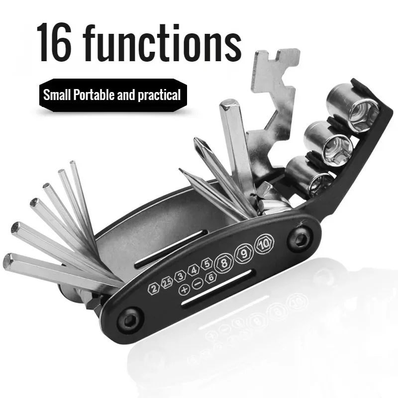 16 in 1 Portable Bicycle Repair Tools Kit Bike Repair Tools Kit Pump Tire Patch Multi-functional Wrench Bike Tool