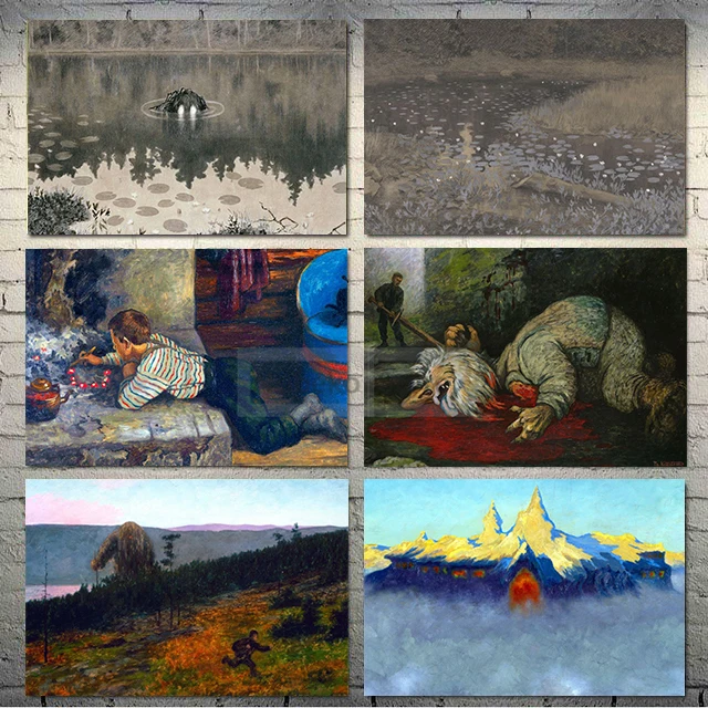 Norwegische Künstler theodor severin kittelsen schneemonster plakat und drucke leinwand malerei wand kunst bilder wohnzimmer dekor