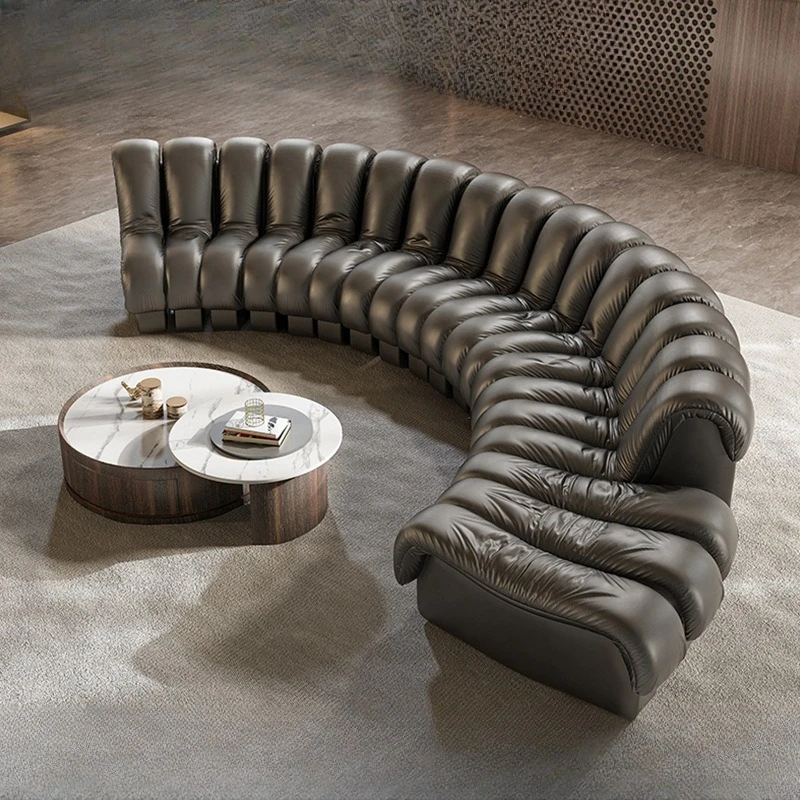 Snake sofa, large and small apartment S-shaped curved leather sofa
