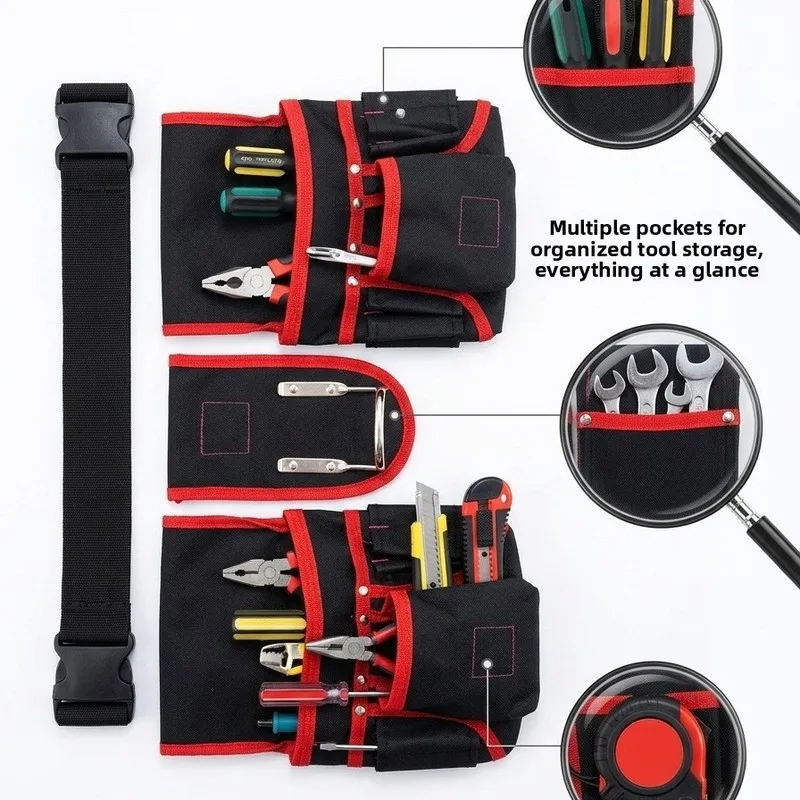 Repair tool kit belt, tool storage belt, waist bag, multifunctional, adjustable, multi-pocket