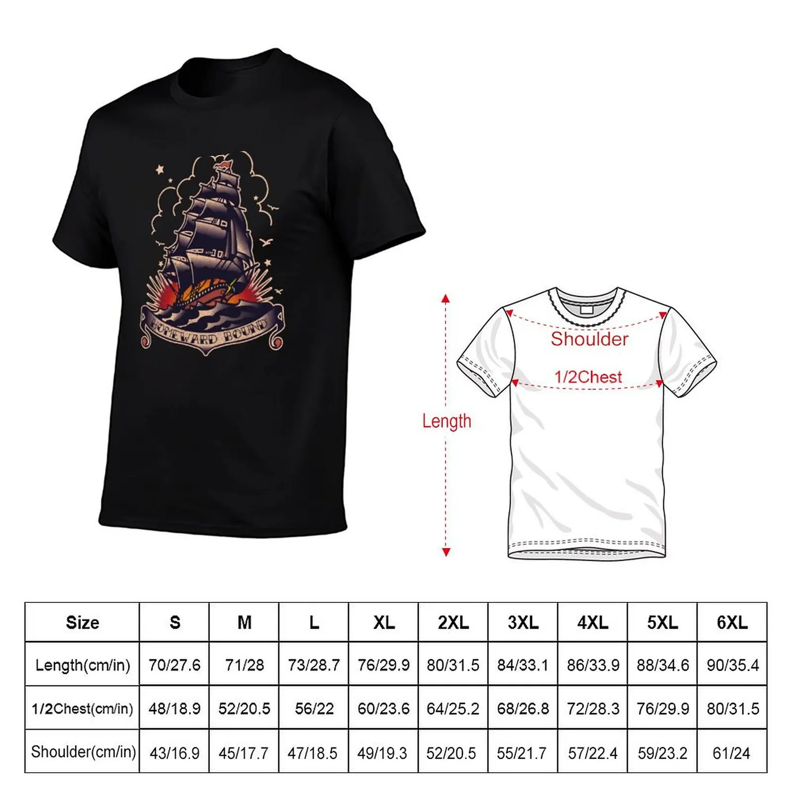 Traditional Tattoo Sailing Ship Homeward Bound T-Shirt sublime kawaii clothes oversized mens graphic t-shirts