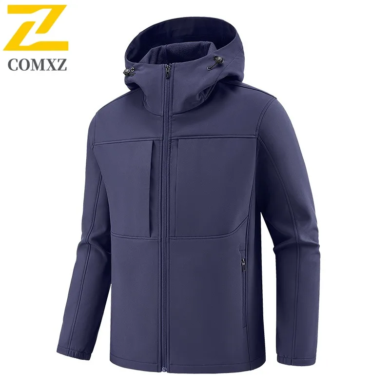 

COMXZ Men Jacket Fashion Hooded Outdoor Mountaineering Comfortable Coat Solid Color Slim Travel Lightweight Autumn Men Clothing