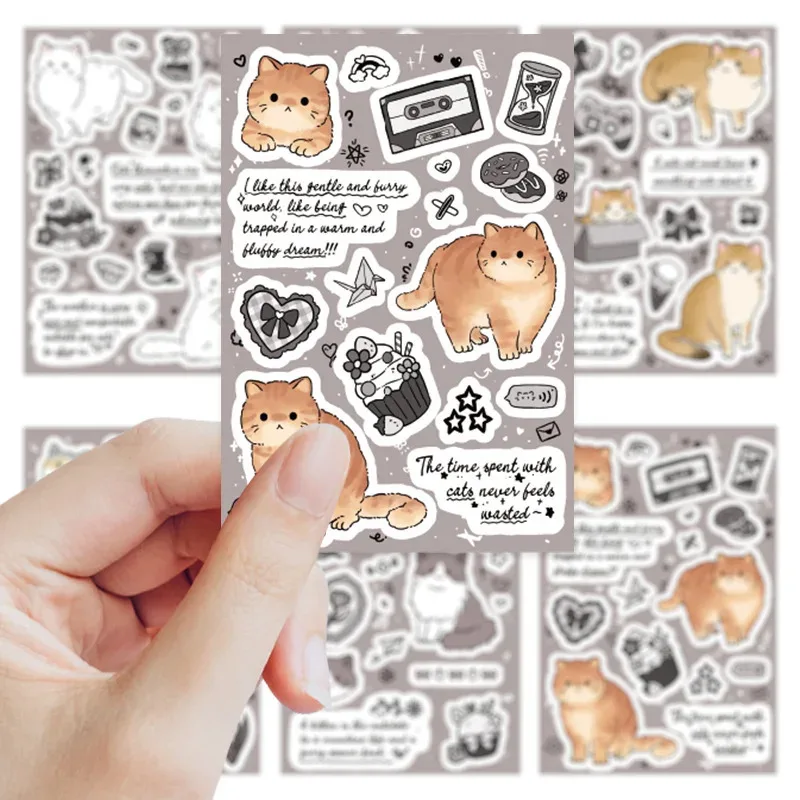 

6/12Pcs Kawaii Cat Stickers Animal Graffiti Sticker Cute Cartoon Decals Luggage Laptop Phone Guitar Car Bike Kids Toy