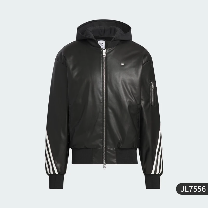 Adidas Originals Men's Faux Leather Sporty Hooded Jacket JL7556