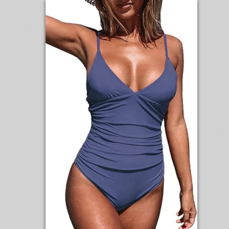 Conjunto de bikini tankini para mujer, traje de baño monocromático, traje de baño push-up, ropa de playa de verano, traje de baño, 2024