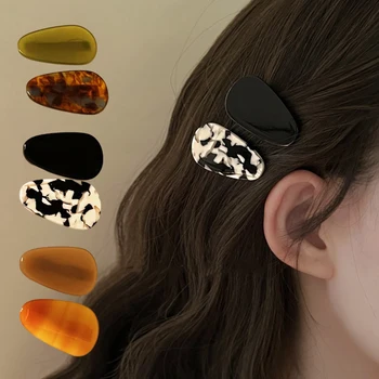 Śliczne kontrastowe kolorowe spinki do włosów dla kobiet Owalne octanowe grzywki Klips do włosów dla dziewczynek Temperamentalne nakrycie głowy Akcesoria do włosów