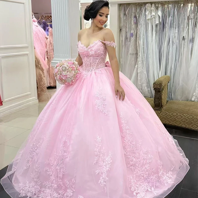 高品質のキンセニアラドレス、ネットに刺繍されたレースとスパンコール、プリンセスボールガウン、オフショルダー、カスタマイズされた誕生日パーティー