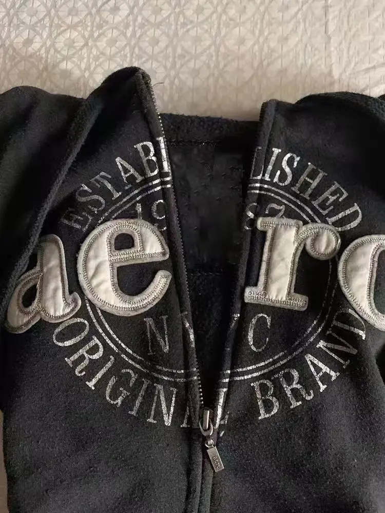 Felpe con cappuccio vintage estetiche da donna anni '90 streetwear gotico cappotto con cappuccio con cerniera nera felpa casual moda autunno manica lunga novità