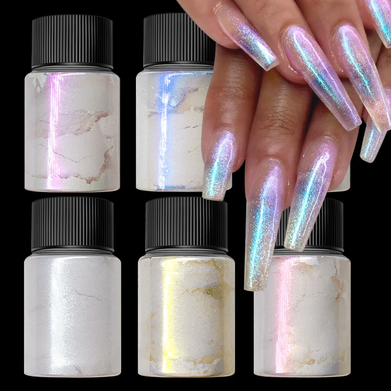 10g/Bottle Pearl Nail Powder  Nail Glitter Aurora Pigment Powder For  Chrome Manicure Nail Decoration