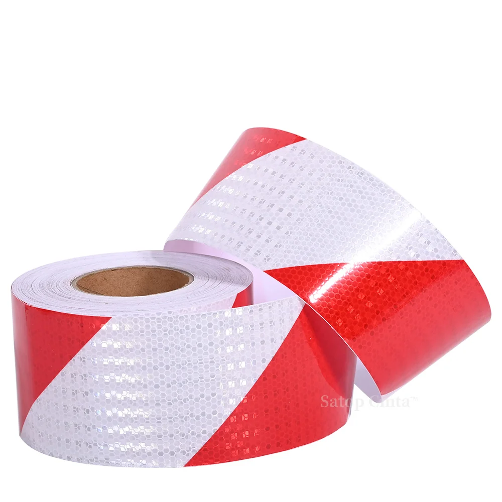 10cmx10m Red White Left Right Strips Shinny Reflector Stickers Warning Sign Conspicuity Reflective Marking Tapes For Road Safety