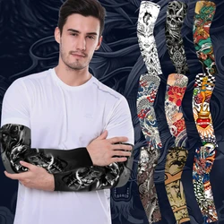 New Cooling Arm Warmer Unisex Quick Dry UV Protection Outdoor Cycling Arm Sleeves Fashion Tattoo Printed Sun-protective Sleeve