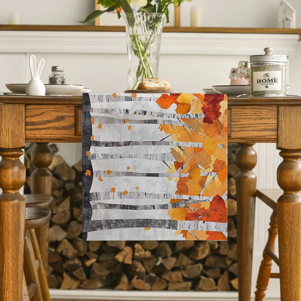 Mountains of Birch Leaves Table Runners Tablecloth Home Decoration Dining Tables Table Runner Wedding Party Tablecover