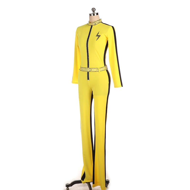 Figure skating tights for girl kids one custom skating costume gymnastics woman yellow jumpsuit