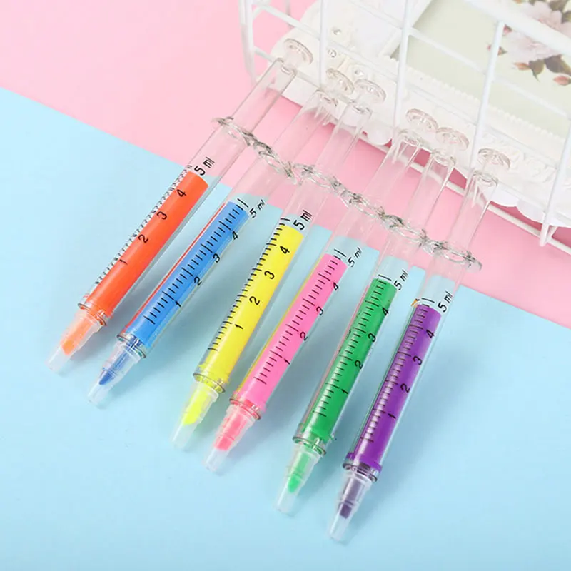 60Pcs Syringe Color Highlighter Marker Pen Set Syring Liner Drawing Novelty Stationery Office School