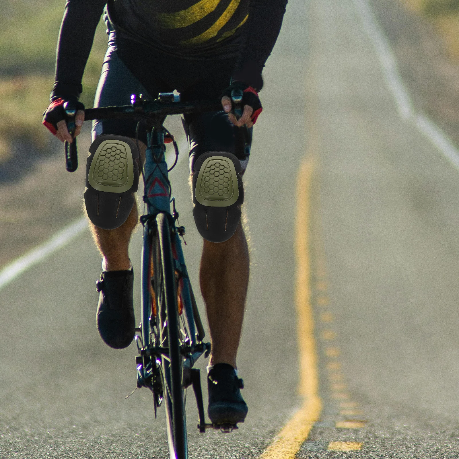 Juego de 4 rodilleras y coderas, color verde, para deportes al aire libre, ciclismo, senderismo, patinaje, equipo de seguridad táctico, protectores de articulaciones