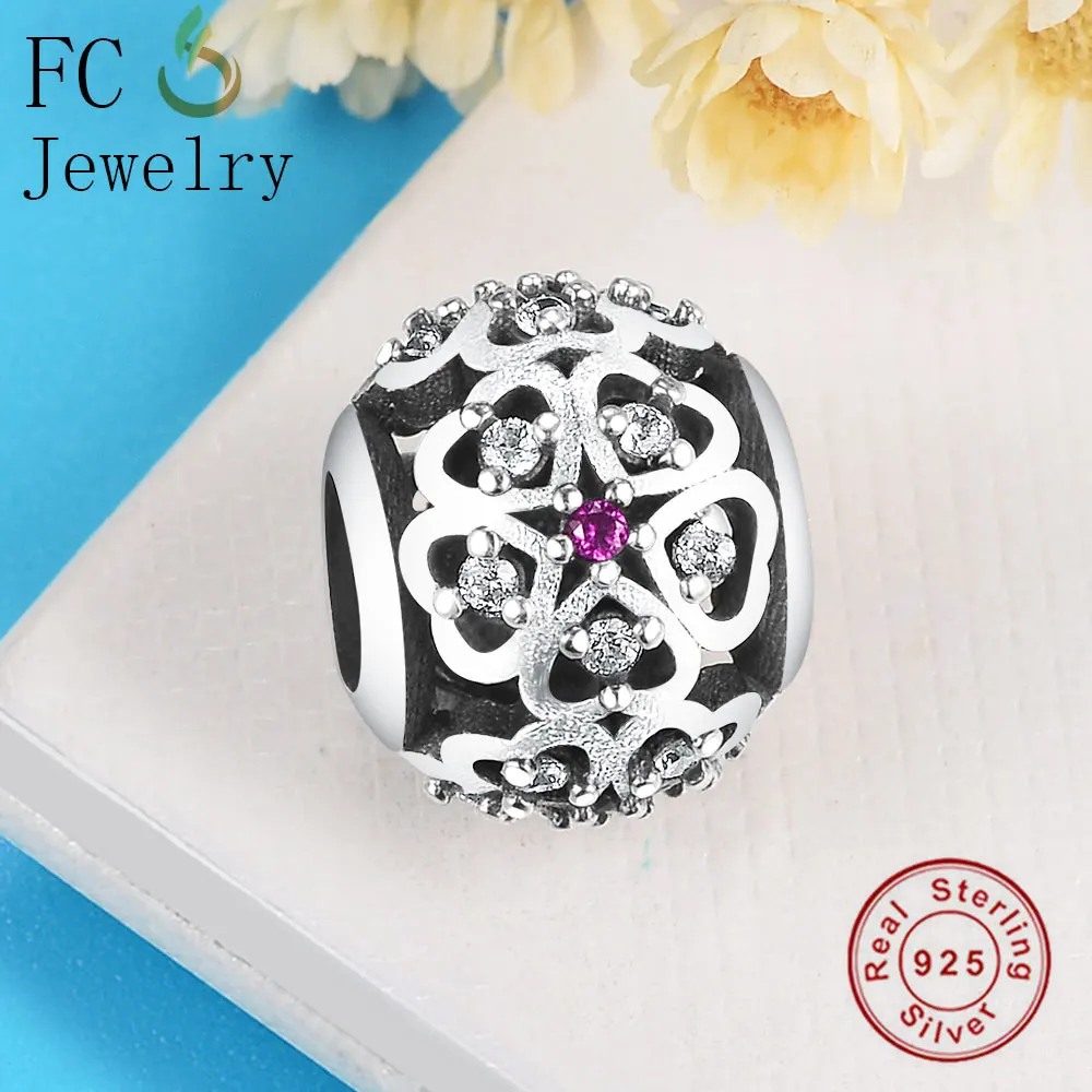 FC Jewelry Fit Original BrandCharms Bracelet 925 Sterling Silver Four-leaf Clover Color CRYSTAL Beads For Making Berloque Gift