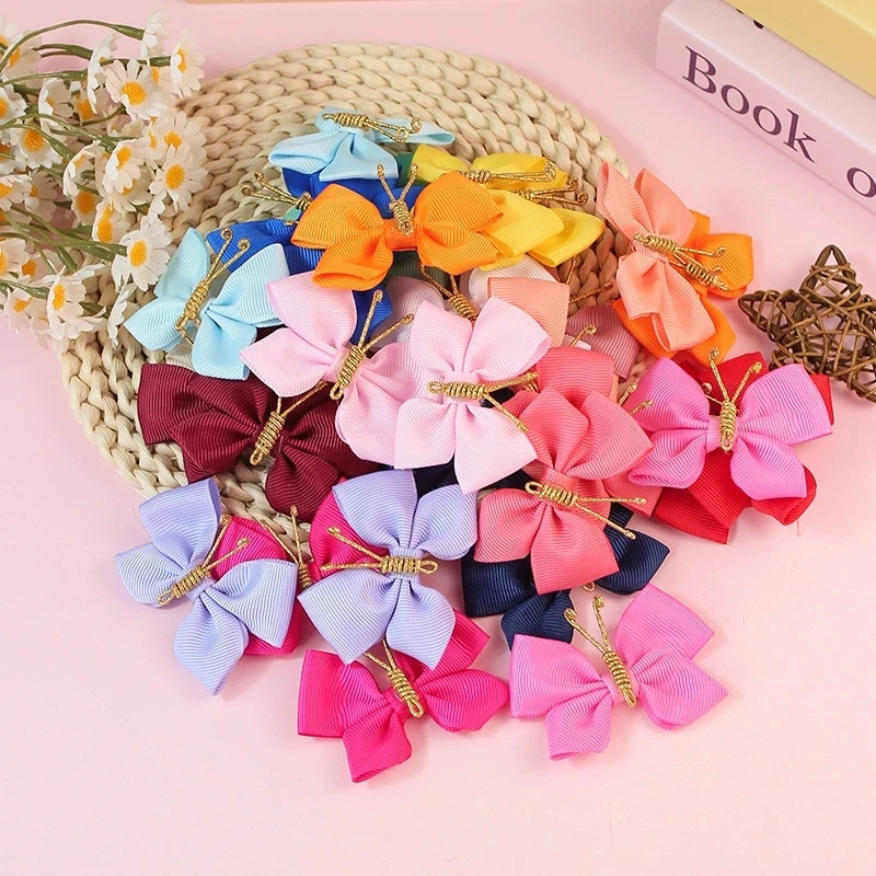 16 unids/set de horquillas con lazo de cinta de mariposa para niños, accesorios para bebés, lazo de grogrén, horquilla infantil, pinza para el pelo para niña, pasadores con lazo