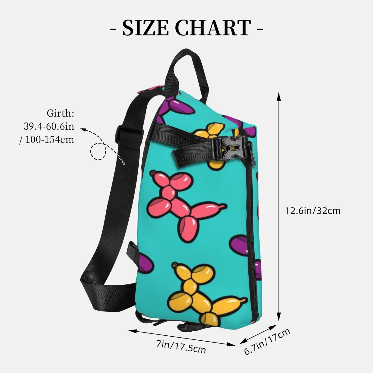 Balloon Animal Chest Bags Male Colorful Dogs Print Designer Shoulder Bag Fun School Small Bag Cycling Fishing Sling Bags