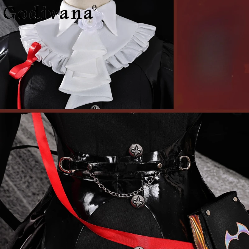 مجموعة كاملة من الملابس التنكرية للنساء من Tomorrow Ark Yinde Cosplay Game بدلات الرسوم المتحركة النسائية الموحدة للعب الأدوار ملابس سوداء