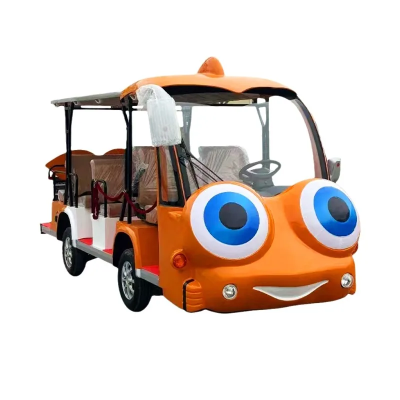 Cartoon electric sightseeing car four-wheeled cartoon animation shuttle bus