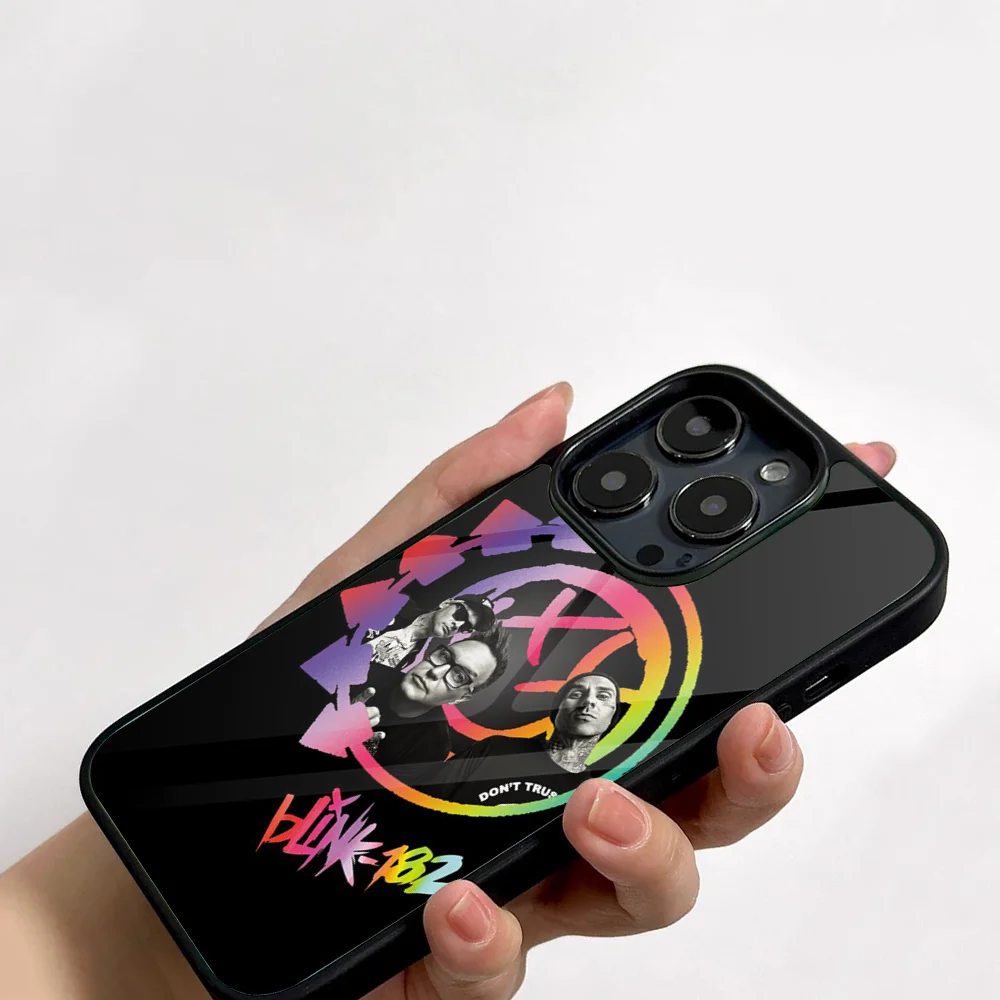 B-Blink 182 Band Phone Case For IPhone 11 12 13 14 15 16 Plus Pro Max Mirror Acrylic PC TPU Cover