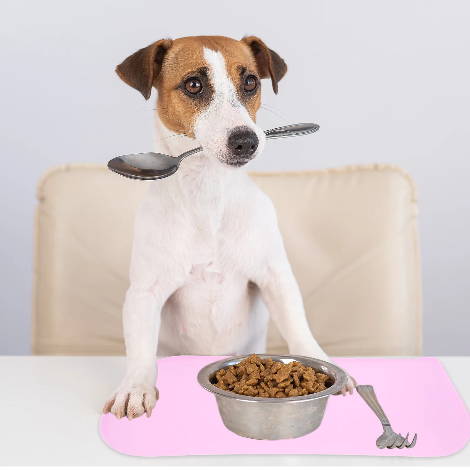 

Pink Silicone Reusable Pet Food Mat Edge Pet Feeding Mat Waterproof Dog Cat Bowl Placemat Reusable Small Size 517C
