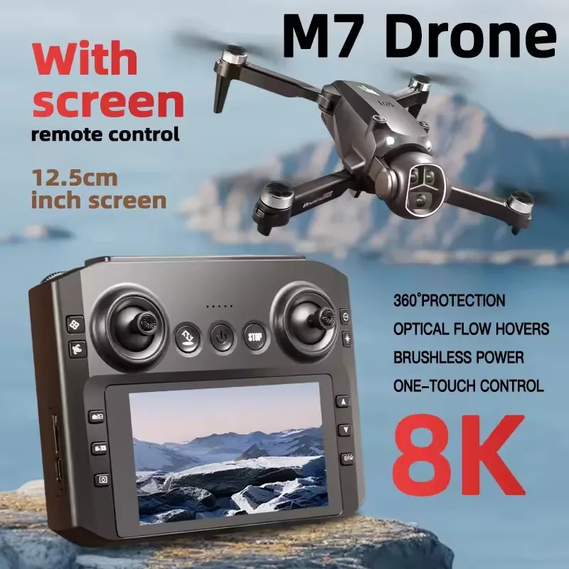 طائرة بدون طيار M7 جديدة لعام 2025 مع شاشة كبيرة 3 محاور Gimbal 5G GPS HD EIS كاميرا بدون فرش أجهزة الاستقبال عن بعد بدون طيار هدايا التصوير الجوي